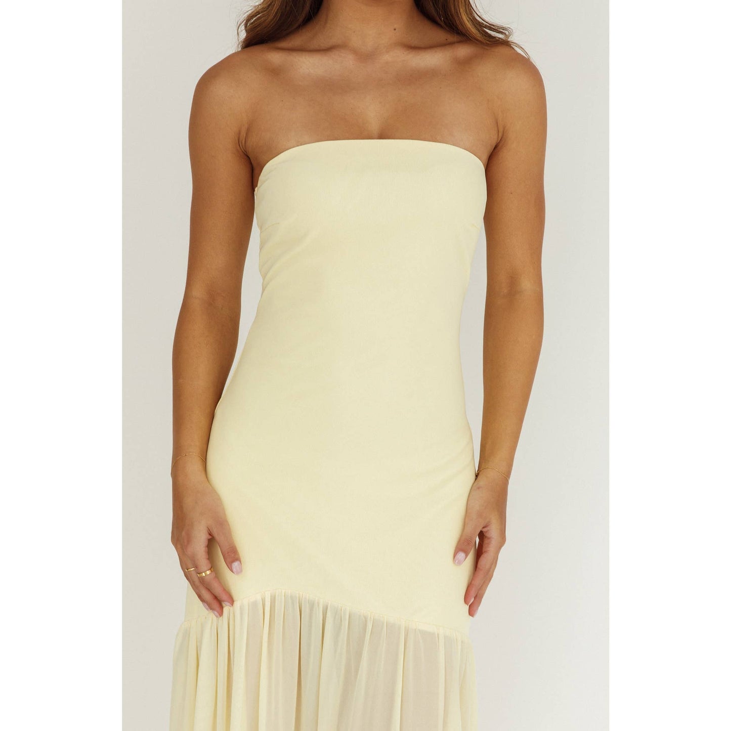 Strapless Sheer Maxi Dress