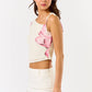 Pink Flower  Asymmetrical Top