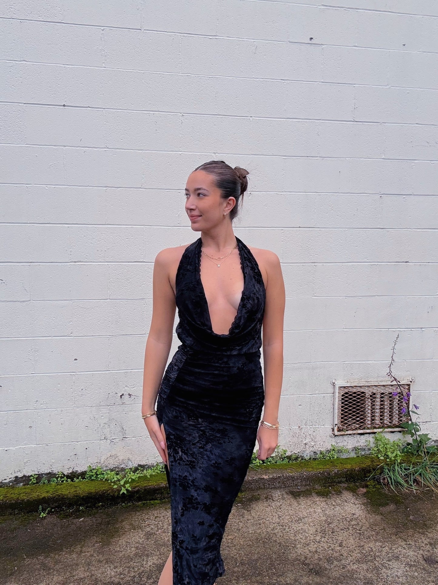 Black Cowl Neck Maxi Dress