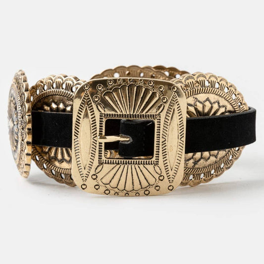 Western Concho Disc Decor Buckle Belt