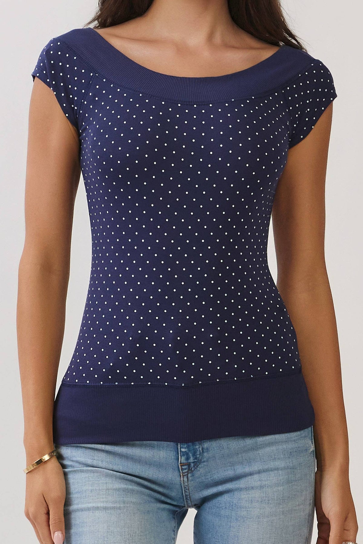 Polka Dot Boat neck Top