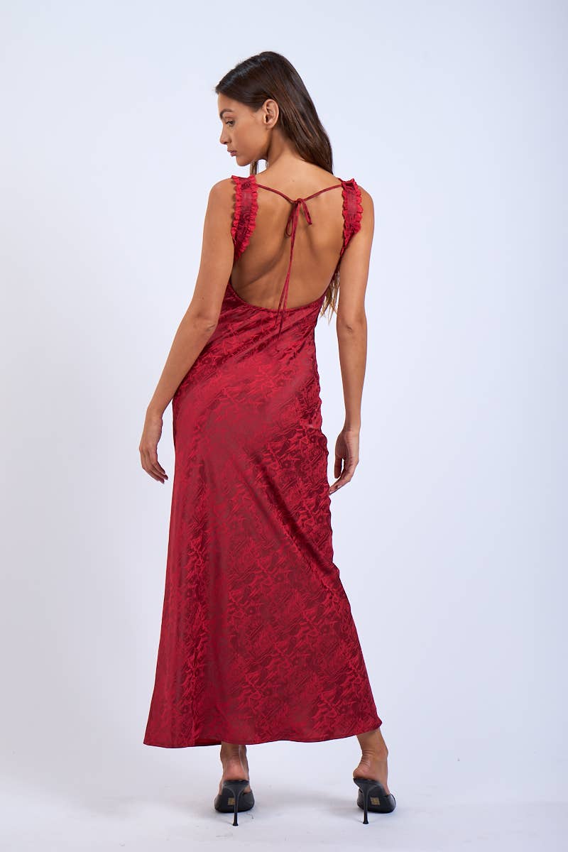 Satin Ruched Bust Sleeveless Open Back