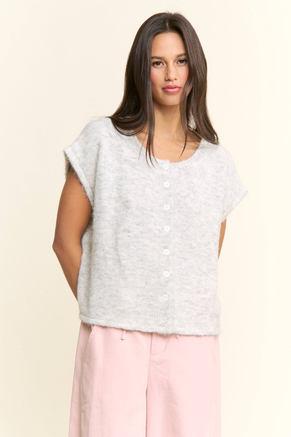 Soft Button-Front Knit Top