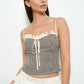 Ruffle Trim Gingham Cami Top