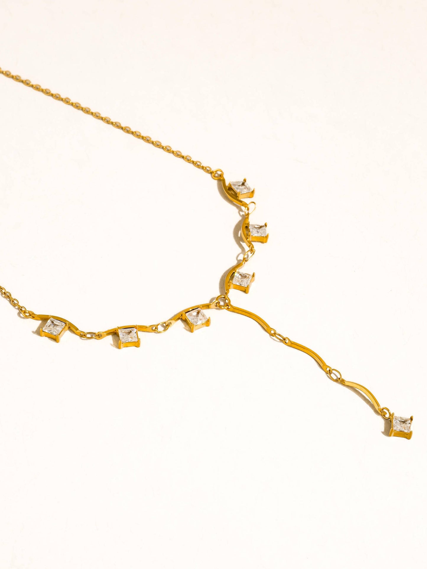 Yonder 18K Gold Non-Tarnish CZ Y Drop Necklace