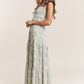 Empire Neck Line Floral Tiered Maxi Dress