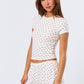 Pointelle Ditsy Short Sleeve Top