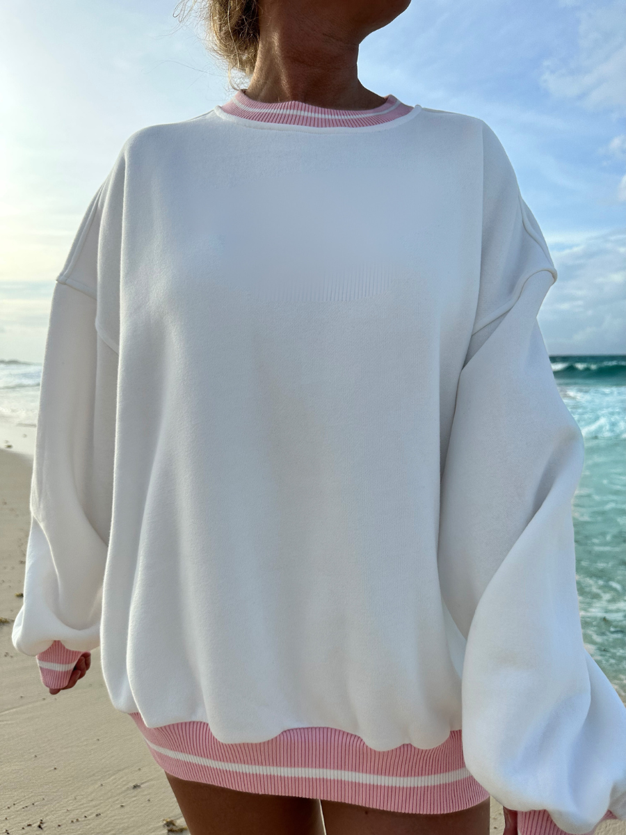 White & Pink Crew Neck