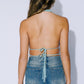 Halter Ruched Front Peplum Top