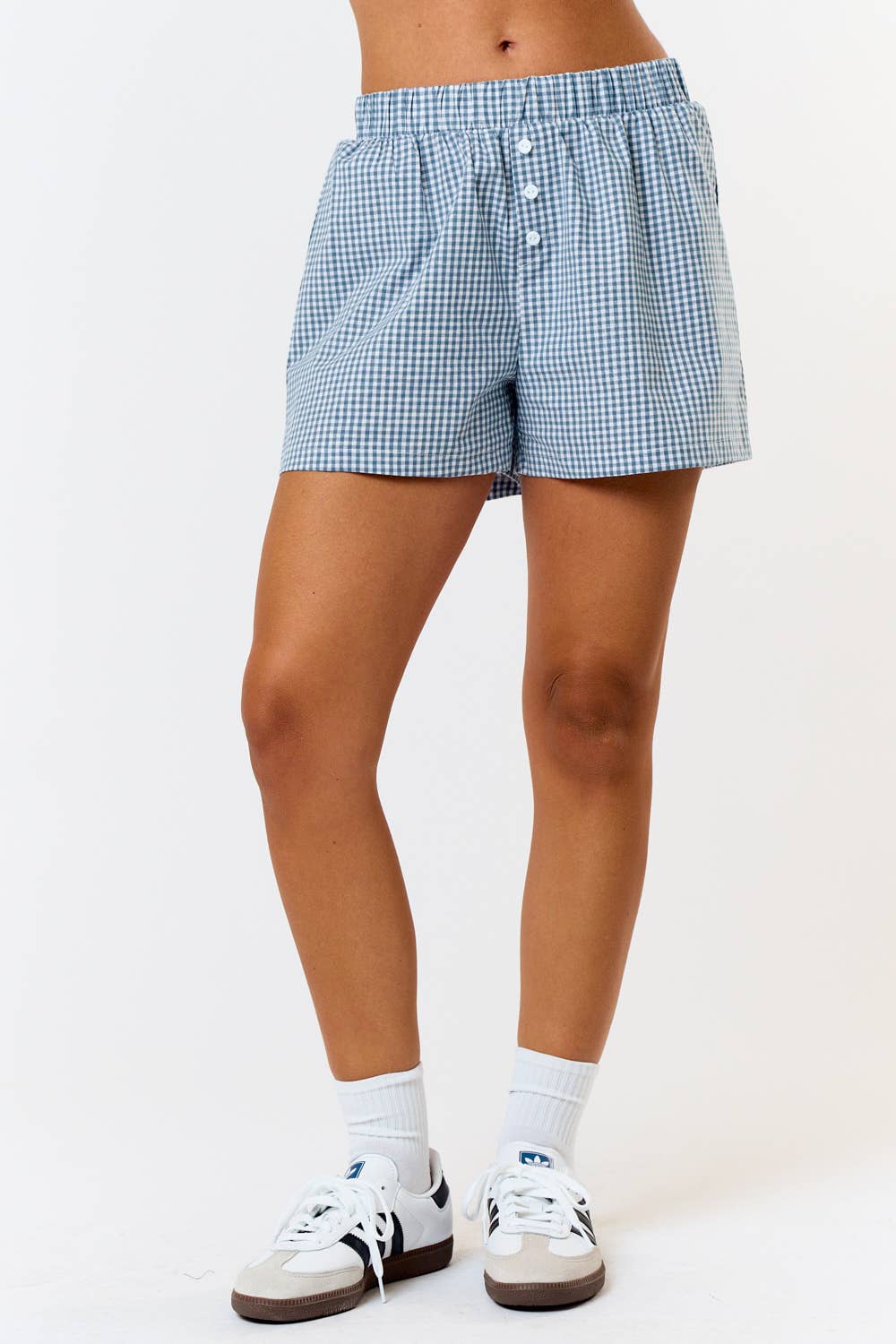 Gingham Elastic Waistband Boxer Shorts