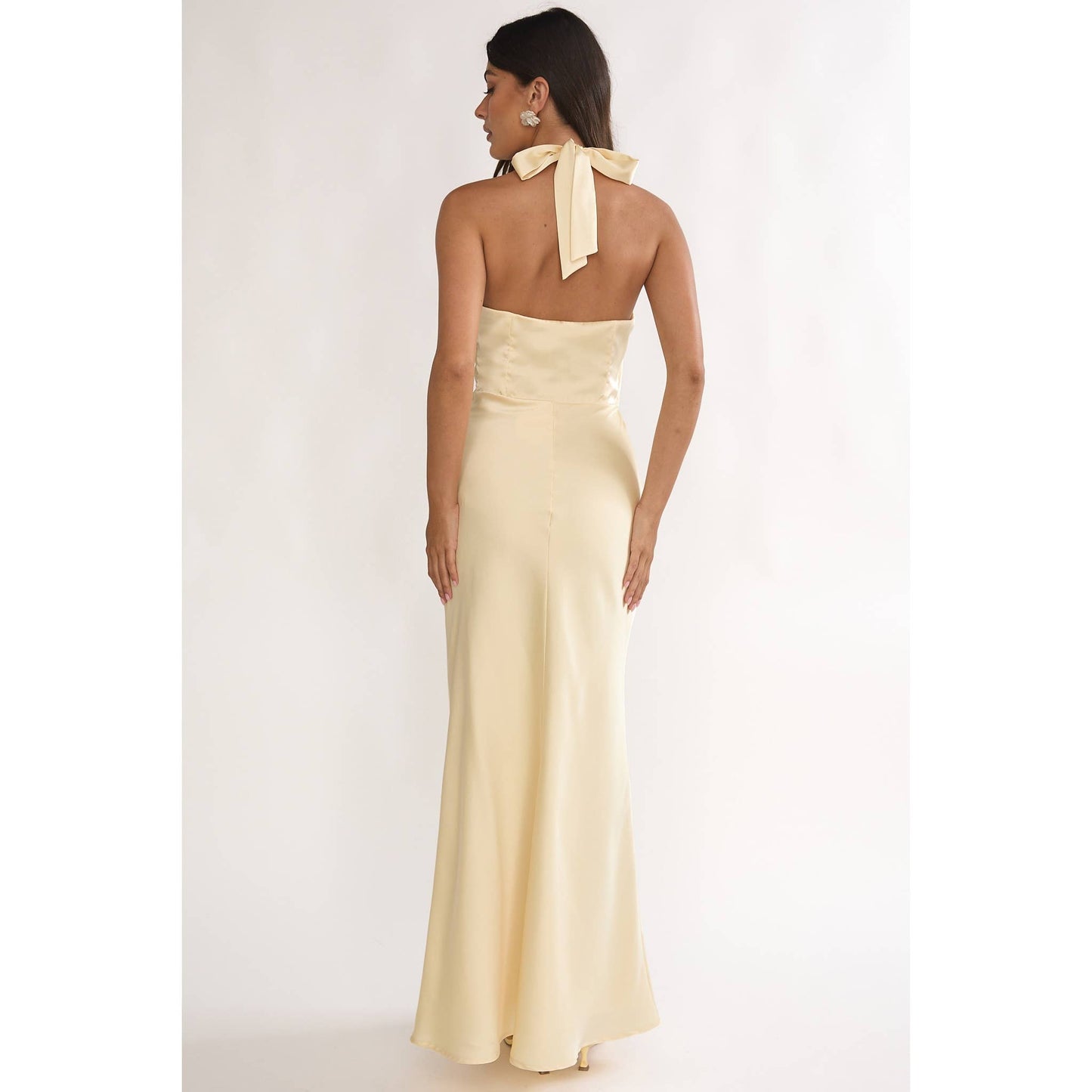 Sleeveless Halter Cowl Neck Maxi Dress