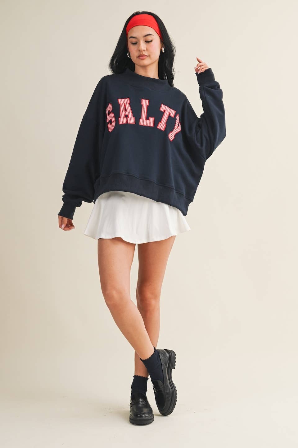 Salty Oversized Mock Neck Sweatshirt
