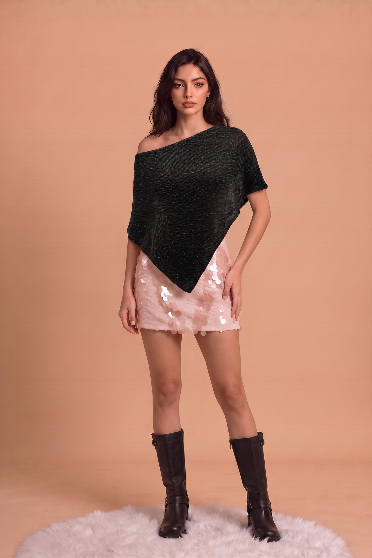SEQUIN SWEATER PONCHO