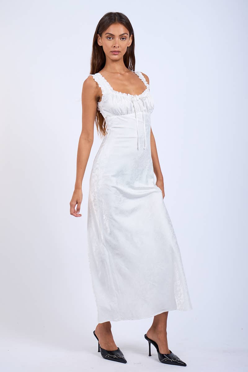 Satin Ruched Bust Sleeveless Open Back