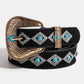 Turquoise Studs Concho Buckle Vegan Leather Belt