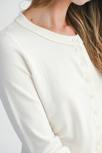 Ribbed Button-Up Knit Cardigan
