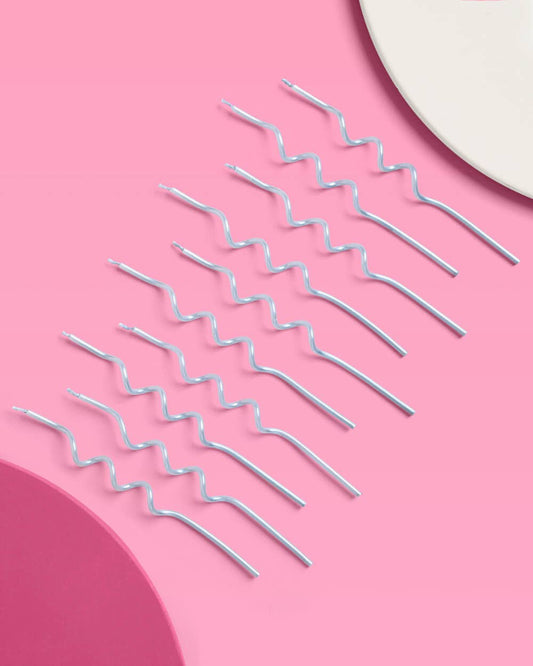 Pearl Blue Wavy Cake Candles – 10 Count | Birthday Party