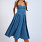 Denim Fit & Flare Midi Dress