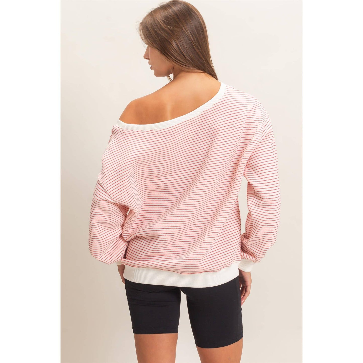 Striped Off The Shoulder Sweatshirt