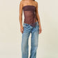 Polka dot Asymmetric Split Hem Tube Top