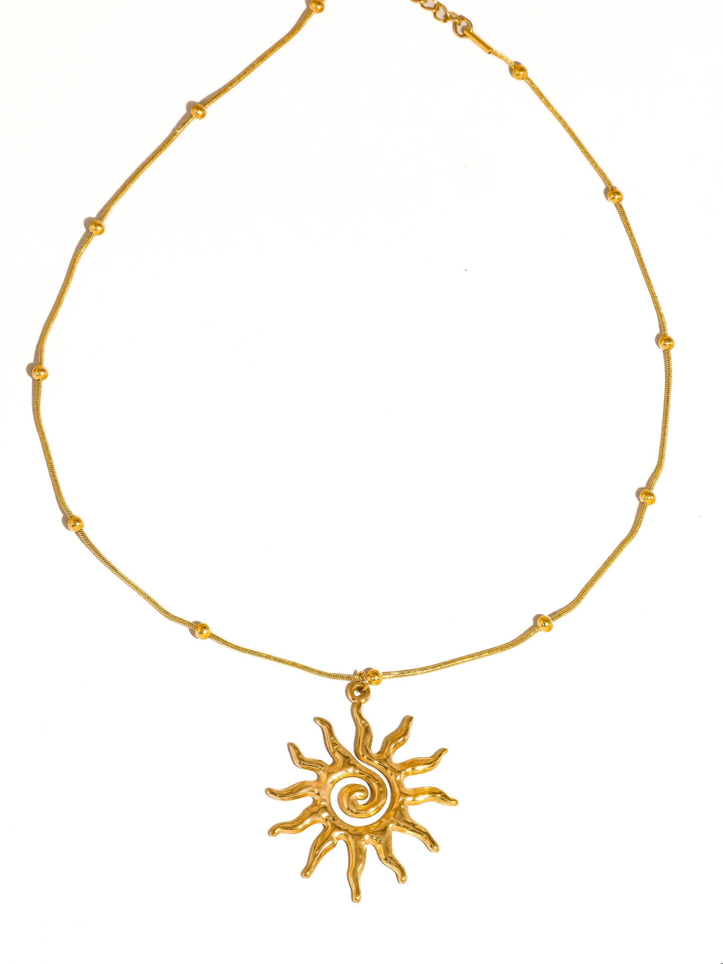 Taiyo Non-Tarnish Boho Sun Necklace: 18K Gold
