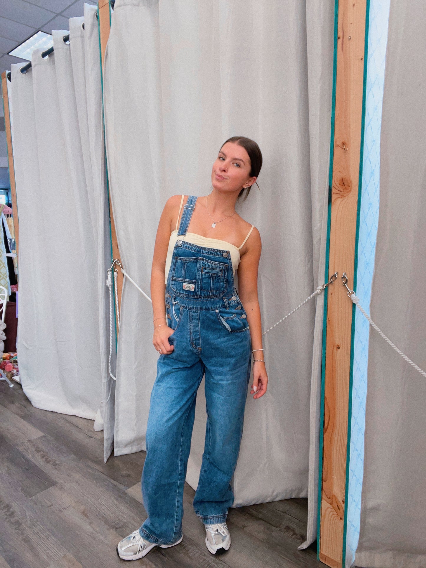Medium Wash 90's Denim Twill Overalls