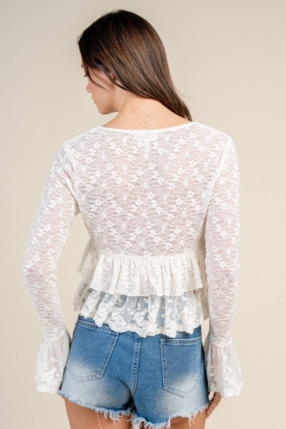 LACE TRIMMED DETAILED TOP
