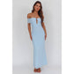 Off Shoulder Keyhold Ruching Maxi Dress