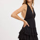 CHIFFON HALTER RUFFLE MINI DRESS
