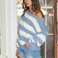 MADDEE Off-the-Shoulder Rugby Knit Sweater