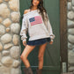American Flag Knit Off The Shoulder Sweater