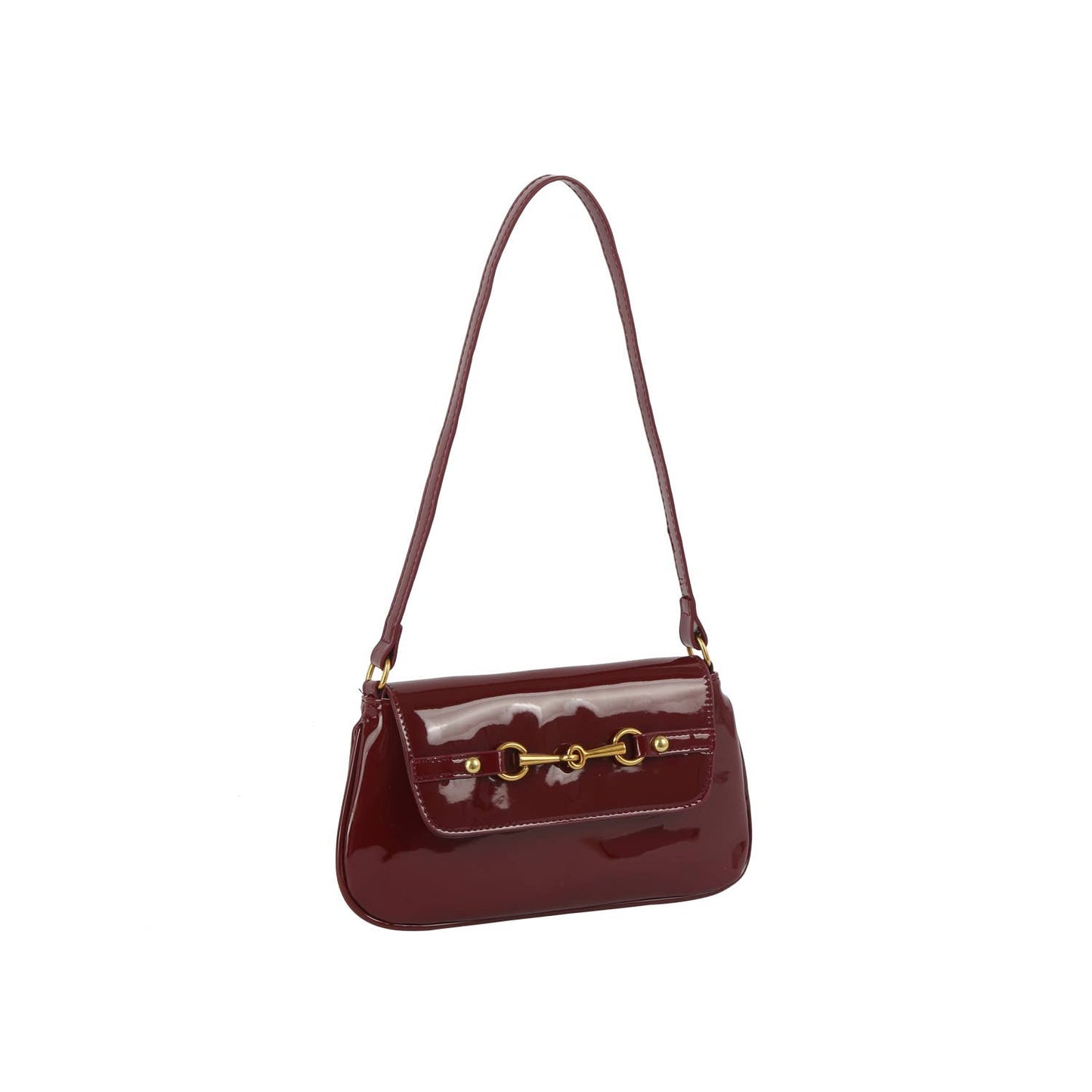 Latch Accent Glossy Leather Hand Bag