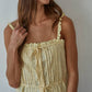 Woven Eyelet Button Down Square Neck Top