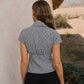 GINGHAM COLLARED SHORT SLEEVE TOP