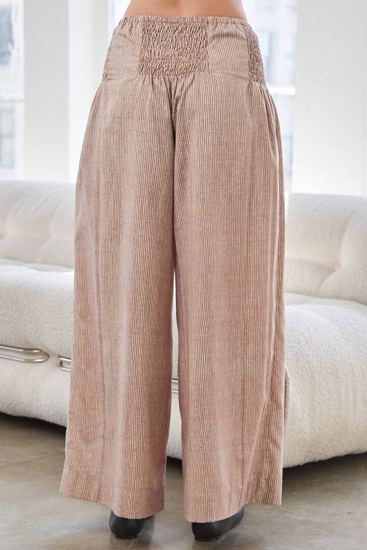 Striped Wide Leg Smocked Pants