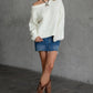 Ribbed Knit Off The Shoulder Relaxed Sweater