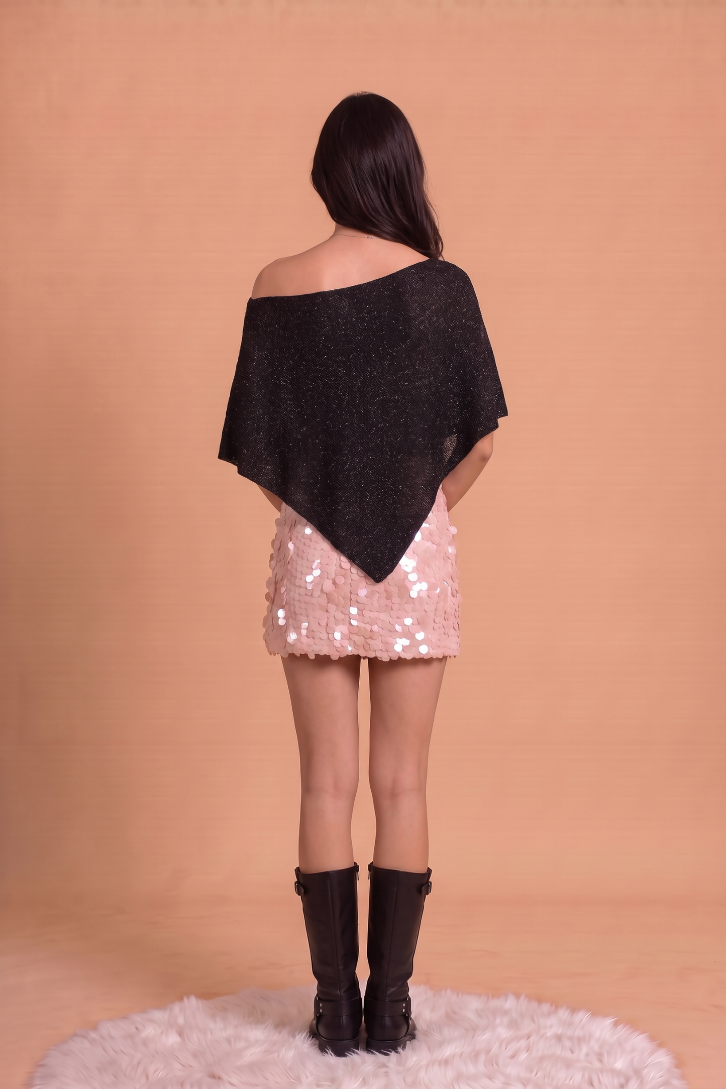 SEQUIN SWEATER PONCHO