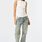 Knit Boatneck Tank with Side Ruched Detailing
