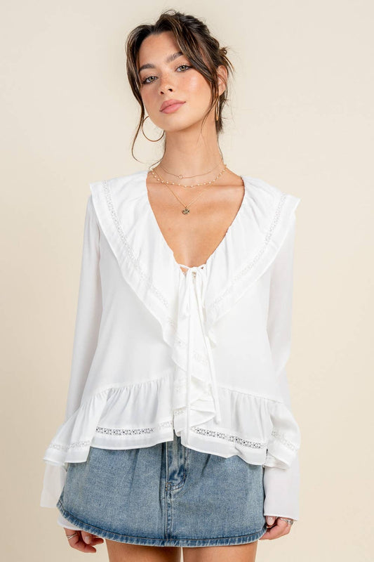 BOHO TRUMPET SLEEVE BLOUSE