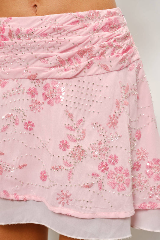 FAITH BEADED MINI SKIRT