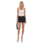 Low Rise Denim Mini Skirt in Black