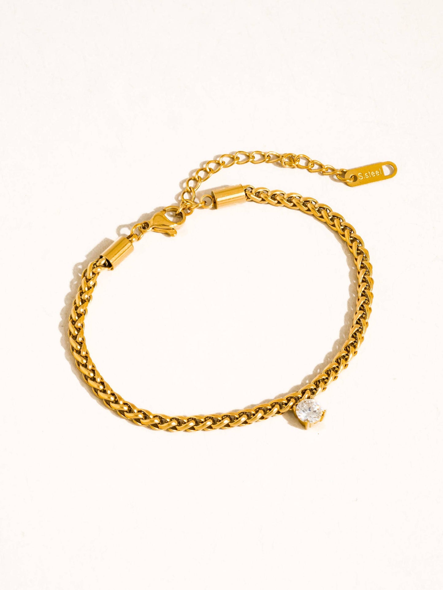Indy 18K Gold Non-Tarnish Charm Braided Bracelet