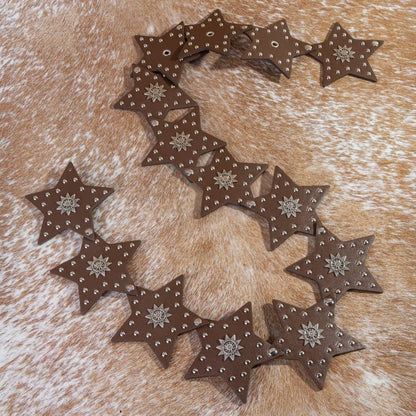 Studded Stars Western Link Vegan Leather Belt