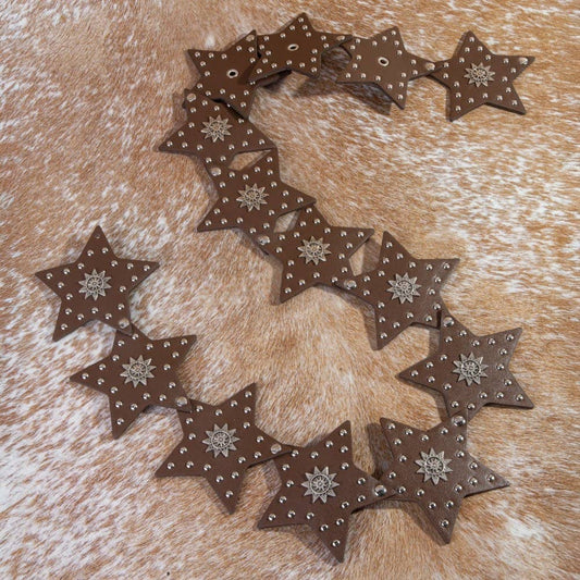 Studded Stars Western Link Vegan Leather Belt