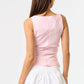Knit Boatneck Tank with Side Ruched Detailing