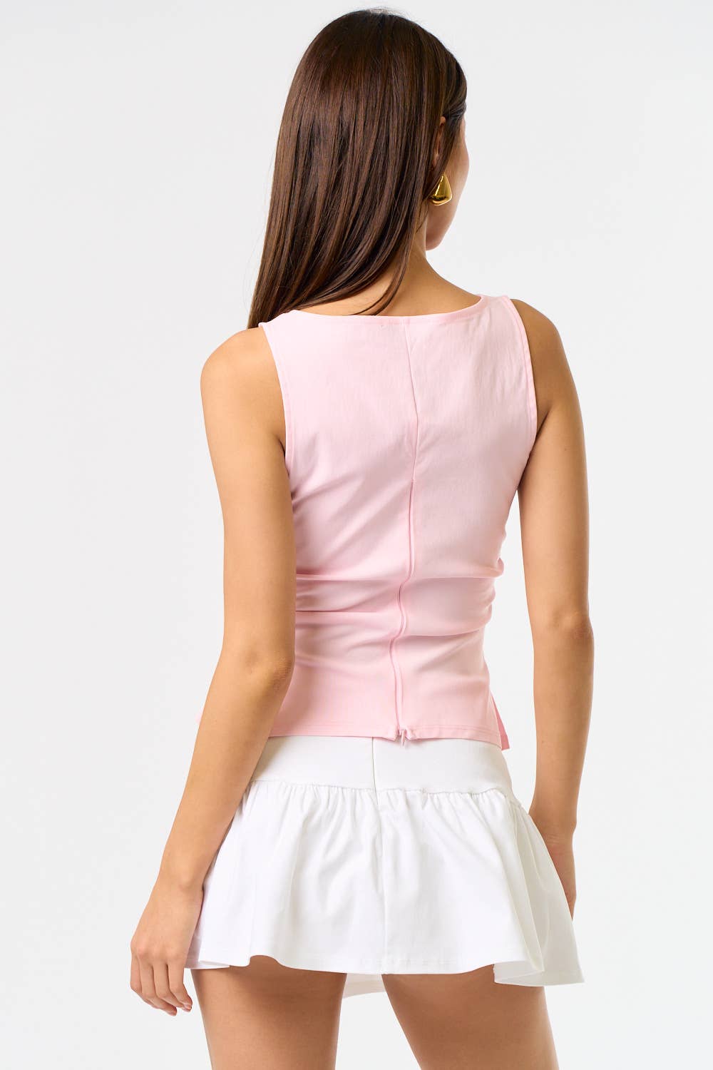 Knit Boatneck Tank with Side Ruched Detailing