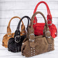 Grommet Accent Suede Hand Bag