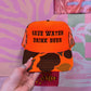 Save Water Drink Beer Trucker Hat: Orange Camo/Black