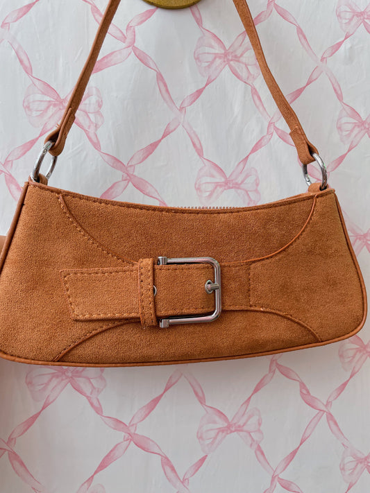 Mini Brown Fuax Seude Clutch