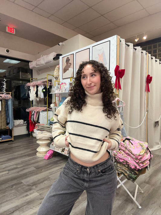 Striped Turtleneck Sweater